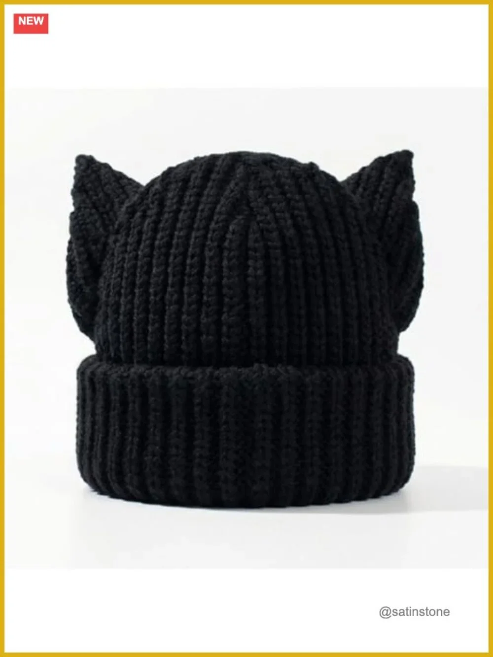 Y2K Cat Ear Beanie Knit Hat Cute Skull Cap Unisex